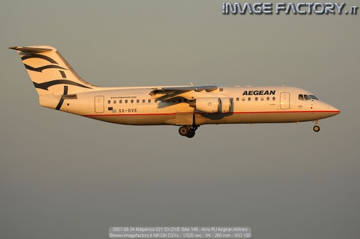 2007-08-24 Malpensa 021 SX-DVE BAe 146 - Avro RJ Aegean Airlines